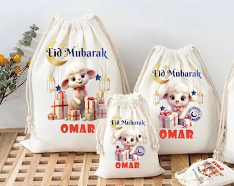 Personalized Eid Mubarak Gift Bag – Custom Muslim Kids Party Favor, Ramadan & Eid Treat Sack