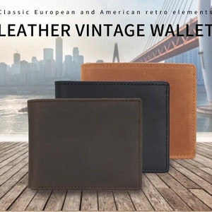 Cartera de cuero personalizada grabada, regalo de San Valentín, regalo de cumpleaños de aniversario para él, papá o esposo, regalos de cumpleaños