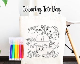 Slumber Party Activity; Girls Coloring Tote Bag Craft
