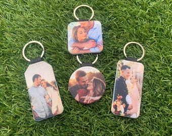 Personalized Photo Keychain, Double-Sided PU Leather Keyring, Anniversary, Birthday, Valentine’s Gift
