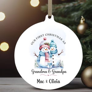 First Christmas as Grandma & Grandpa Ornament: Personalized Snowman Family Xmas