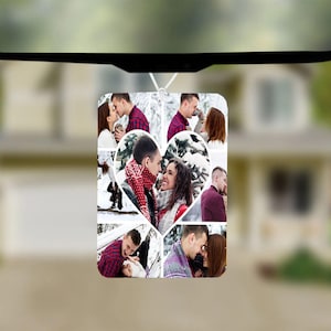 Custom personalised photo air freshener gift for her/him, birthday, anniversary husband, pets, wife, valentines upto 14 photos and 60+ scent