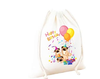 Personalized Dog Birthday Gift Bags – Cotton Drawstring Treat Sacks