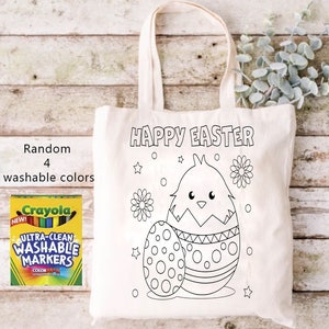 Personalized Easter Tote Bag: Kids Art Activity, Washable Colors