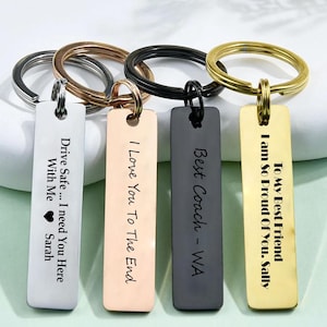 Llavero personalizado de acero inoxidable: regalo con nombre o mensaje grabado, iniciales.