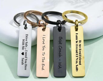 Custom Stainless Steel Keychain — Engraved Name or Message Gift, Initials Gift