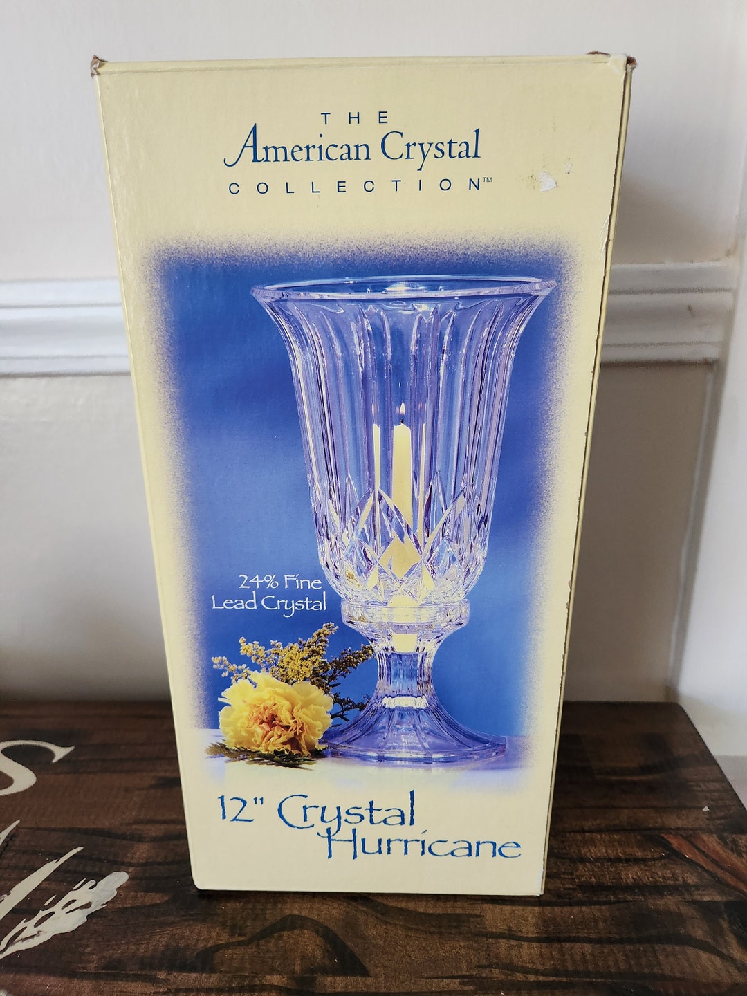 Vintage 24 Fine Lead Crystal Hurricane Candle Holder in