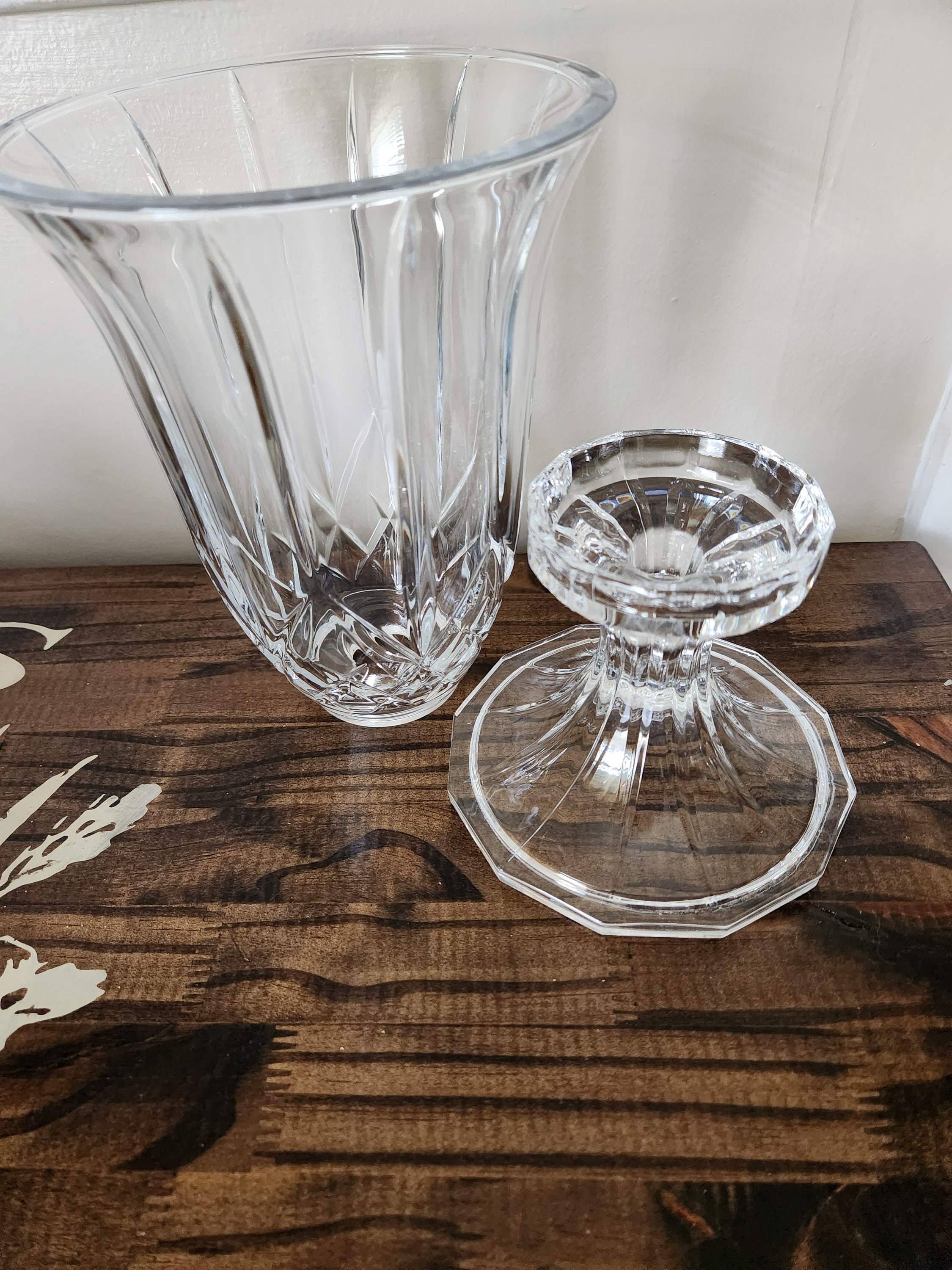 Vintage 24 Fine Lead Crystal Hurricane Candle Holder in