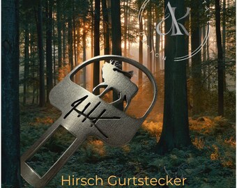 Jagd Hirsch-Sau Gurtstecker - Gurt Dummy | Gurtstecker | personalisiert ideales Geschenk für Jäger individuell personalisiert I Edelstahl