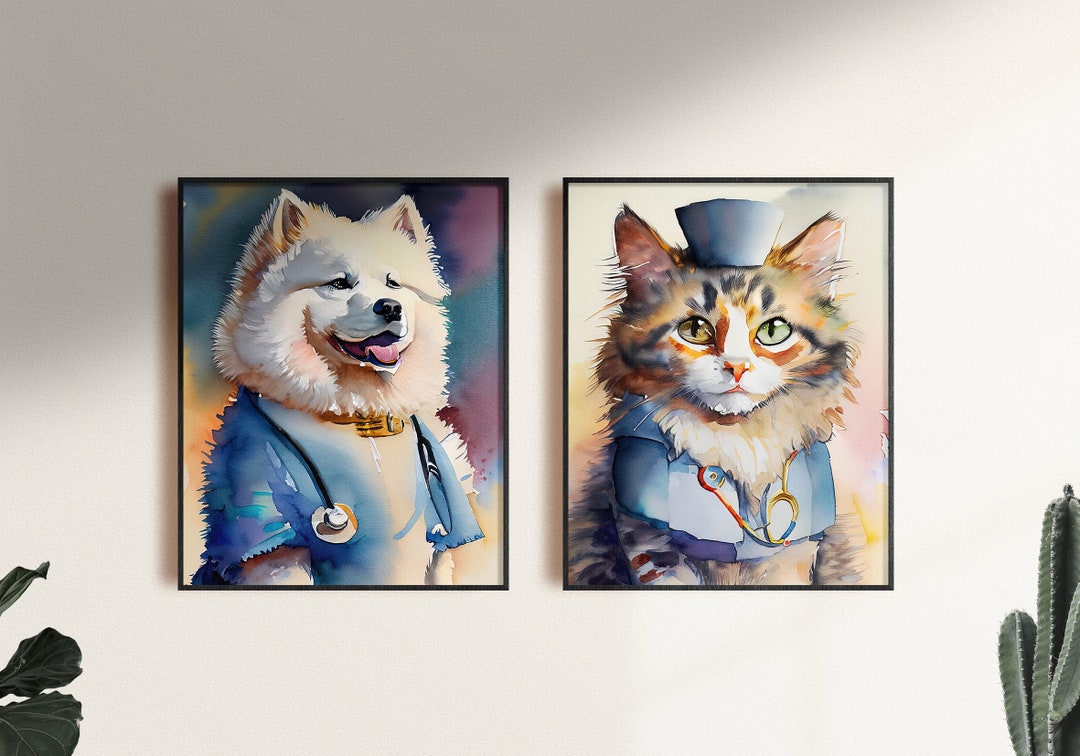Veterinary Gift Wall Art Dog Watercolor Dog Wall Art Veterinary Clinic