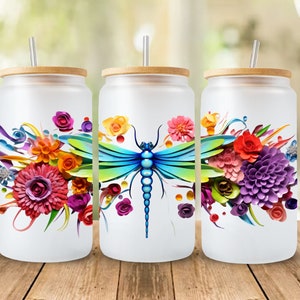 Trollsländeblomma PNG: Sublimeringsdesign för sommarlibbey-mugg (digital nedladdning)