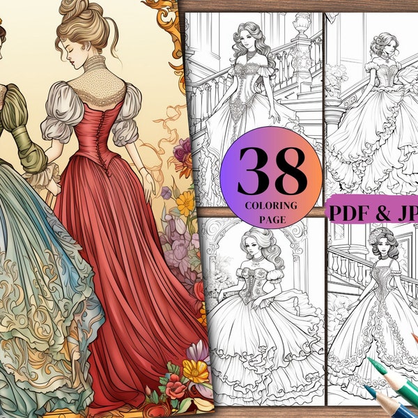 38 Victorian Scenes Victorian Coloring Book for Adults printable Victorian Coloring pages digital , Victorian Digital Downloads PDF.