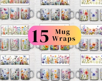 Watercolor Wildflower Mug Bundle: Sublimation Designs (Digital Download)