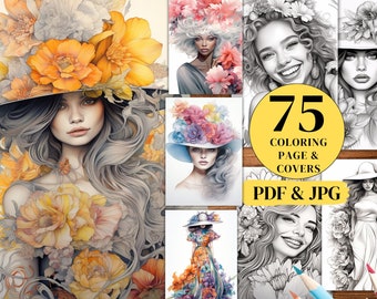 75 Pretty Lady Coloring Pages: Women, Hair, Flowers (Printable PDF)