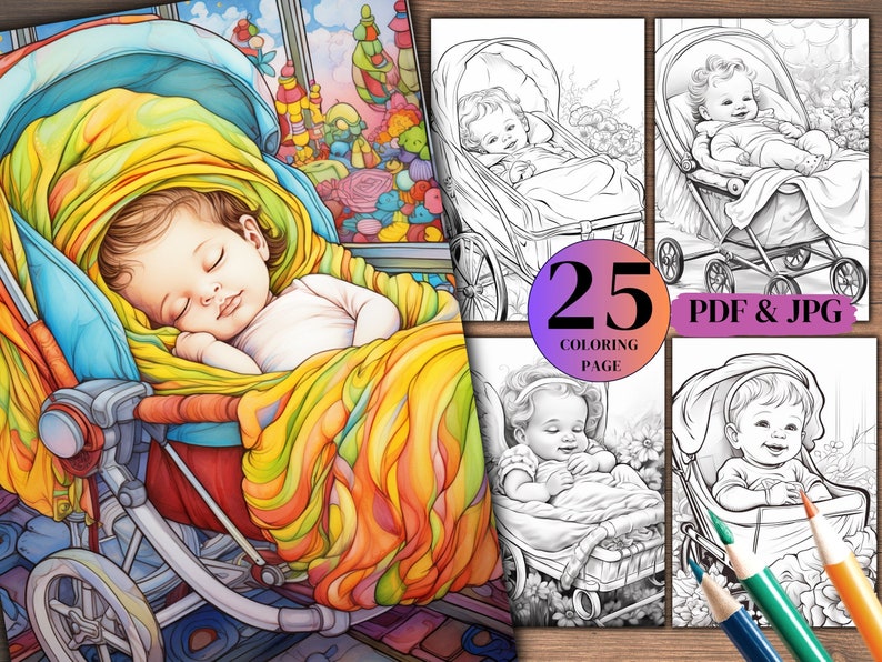 25 Malvorlagen für Babys im Kinderwagen, entzückende süße Babys mit