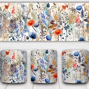 3D Flower Mug, Wild Flower Mug, Wedding Mug Design, Floral Mug PNG, 3D  Mug, 11 Oz Mug Sublimation Wrap, Digital Download.