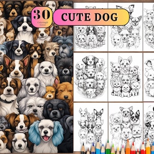 35 Cute Dog Coloring Page, Adorable Printable Art, Fun and Relaxing Dog-Themed Coloring Sheet for Kids and Adults, Instant Download.