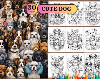 Dog Coloring Pages, 35 Printable Art Sheets (Instant Download)