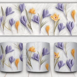3D Floral Mug Sublimation Design: Wildflower PNG (Digital Download 8.5&quot; x 3.5&quot;)