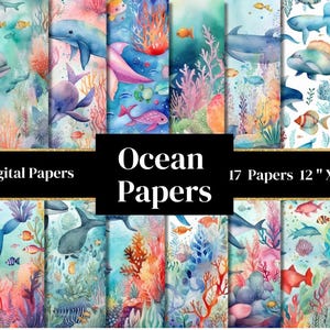 Ocean Digital Paper: Underwater Sea Scene Backgrounds (PNG, Digital Download)