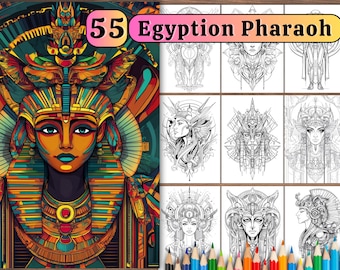 55 Egyptian Pharaoh Coloring Pages: Detailed Ancient Designs (Digital Download)