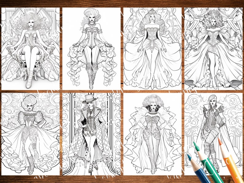 27 Drag Queen Printable Coloring Book, Printable Adult Coloring Pages ...