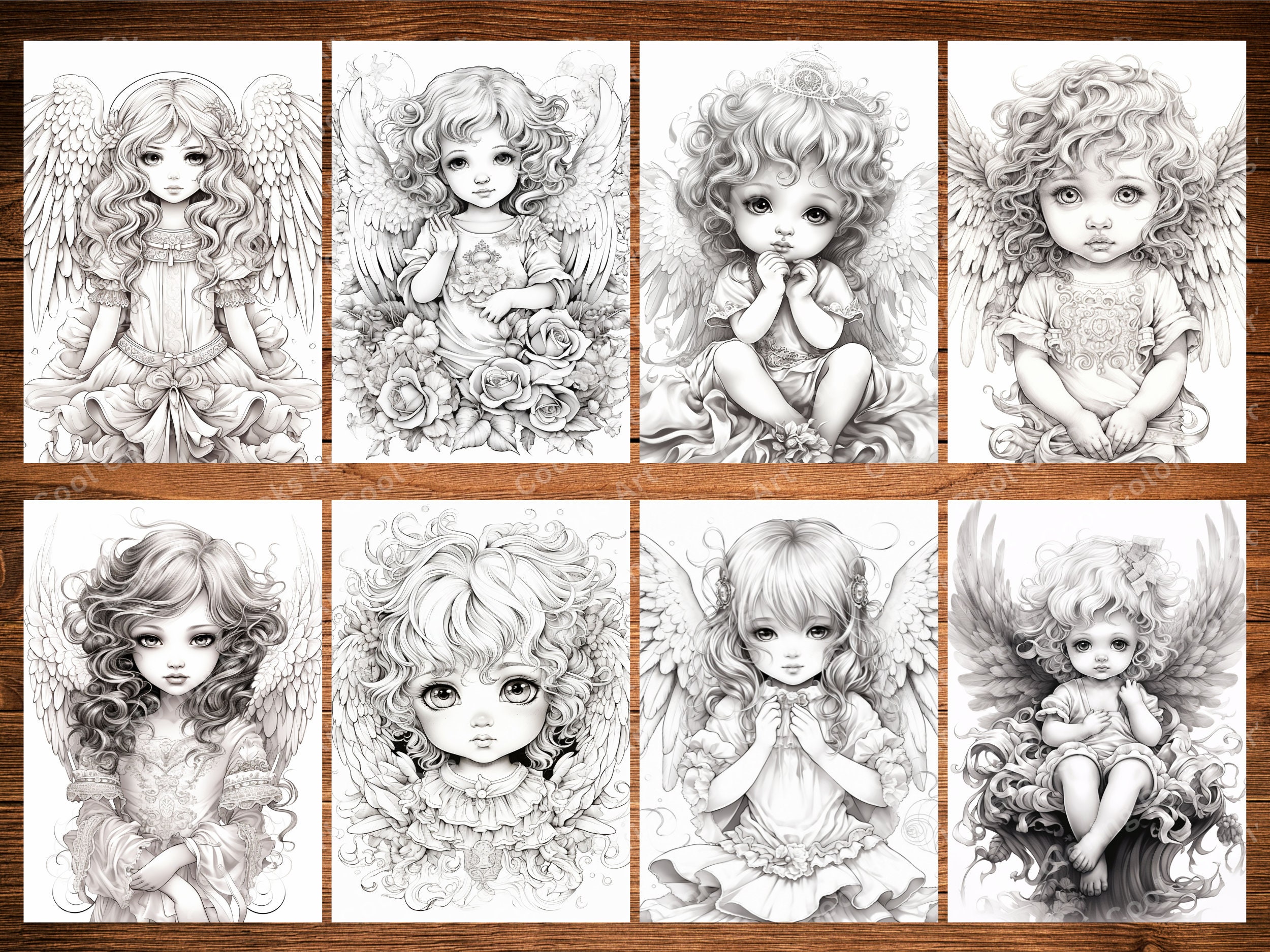 20 Little Angels Coloring Pages for Adults and for Kids for Relax and