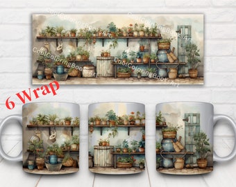 House Plants Mug Wrap Template: Coffee Mug Sublimation (Digital Download)