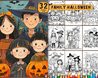 32 Halloween Pumpkin Coloring Pages - Family Fun (Instant Download)