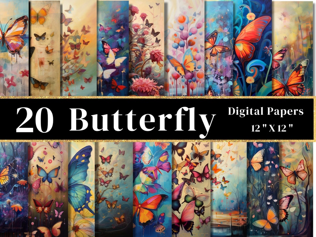 Butterfly Digital Paper Pack: Seamless Spring Scrapbook Patterns ...