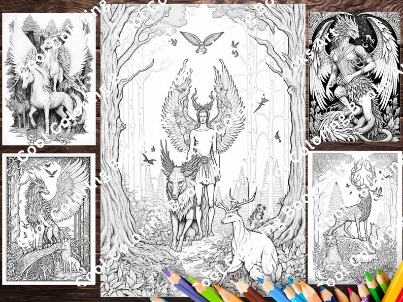 23 Mythical Creatures Marvelous Coloring Pages, JPEG/PDF Format ...