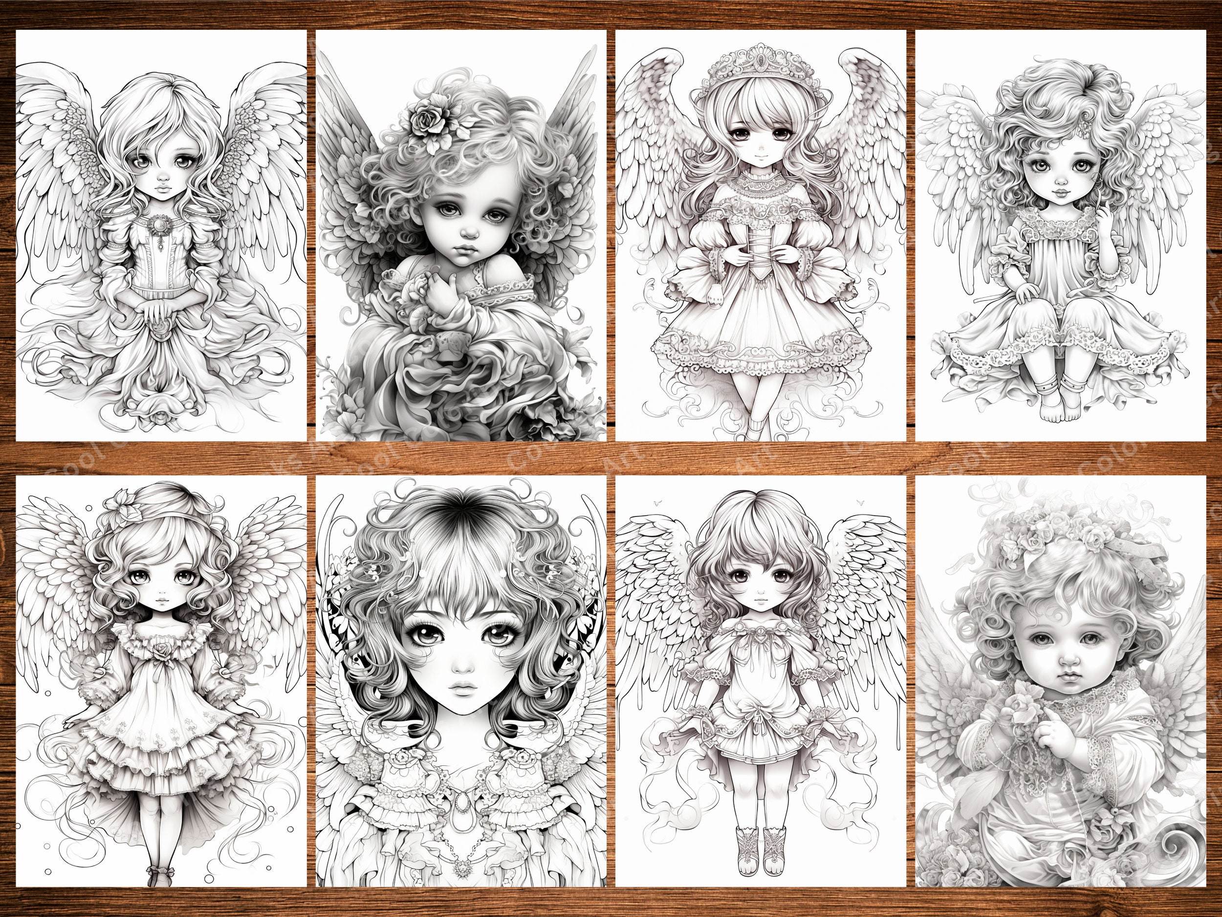 20 Little Angels Coloring Pages for Adults and for Kids for Relax and
