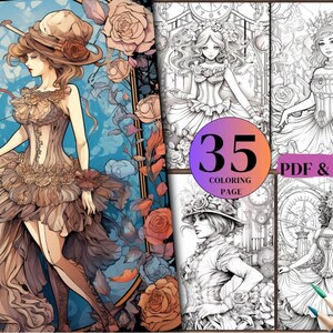 35 Steampunk Ballet Dancer Coloring Pages: Printable A4 (PDF)