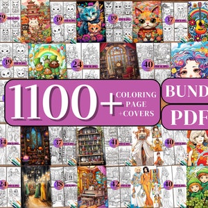 1100+ Mega Bundle Coloring Book , Download Digital Pages, Commercial Use.