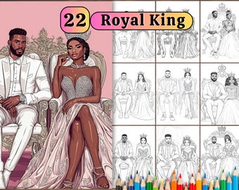22 Royal King Coloring Page ,Coloring for Kids and Adults, Digital Downloads.