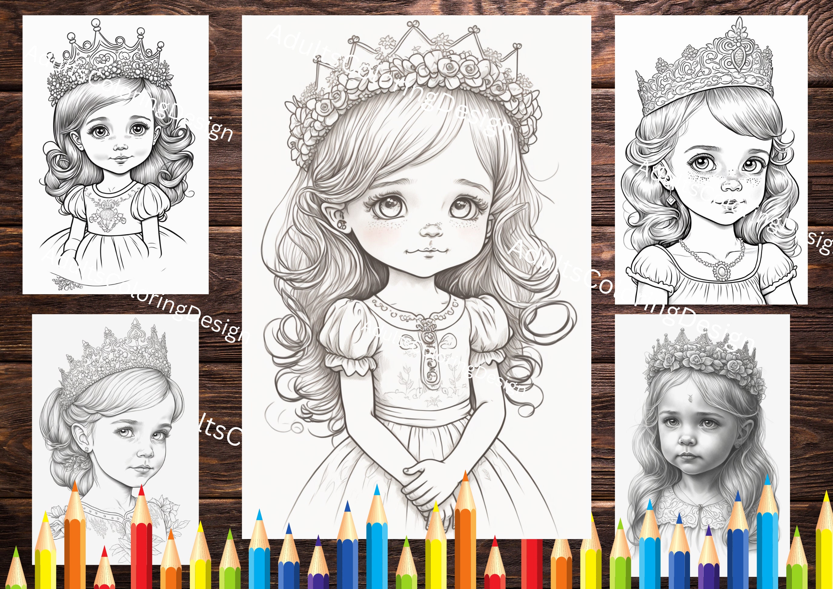 20 Princess Beautiful Crown Coloring Page printable Princess - Etsy