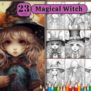23 Magical Witch Coloring Book for Adults  Enchanting Witchy Designs for Relaxation.