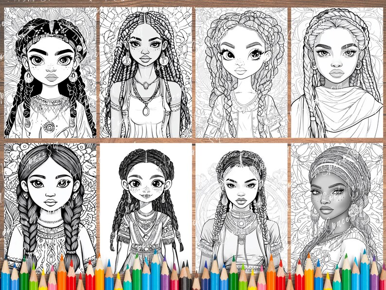 African Girl Coloring Pages: Ethnic Art for Kids & Adults (PDF) - Etsy