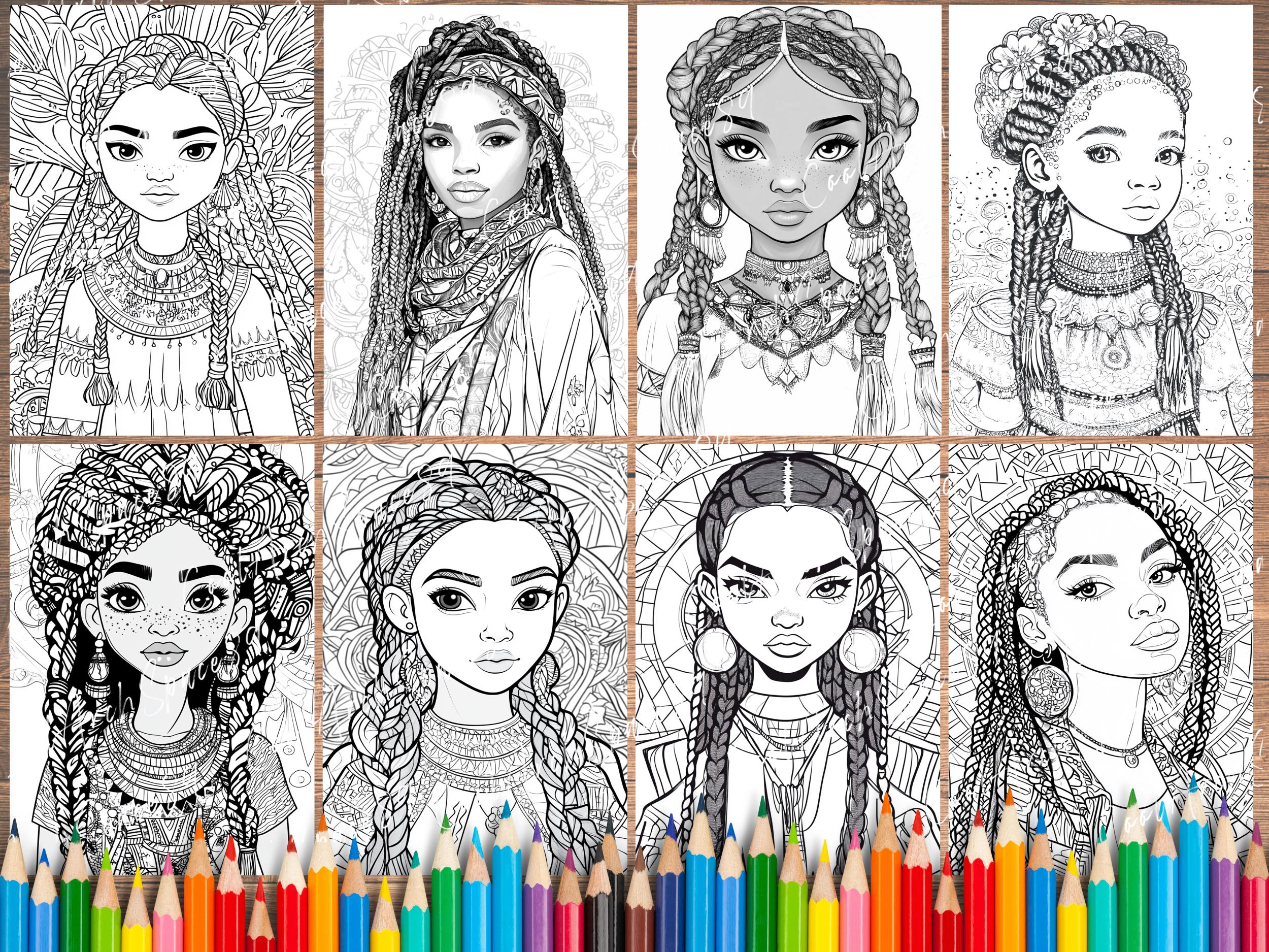 African Girl Coloring Pages: Ethnic Art for Kids & Adults (PDF) - Etsy