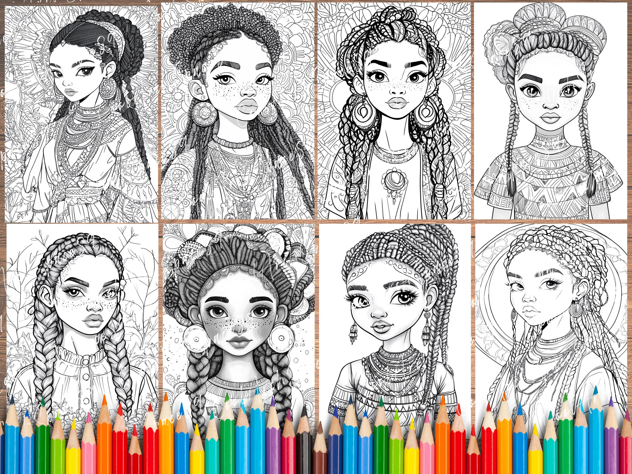 African Girl Coloring Pages: Ethnic Art for Kids & Adults (PDF) - Etsy