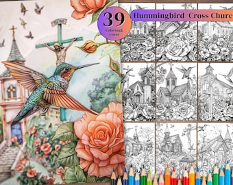 Página para colorear de colibríes: Intrincado arte de la vida silvestre (Descarga digital)