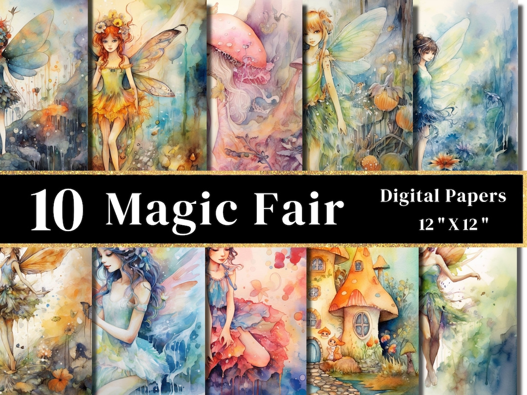 10 Fairy in Fiction Background Digital Paper, Fairy Background, Igital ...