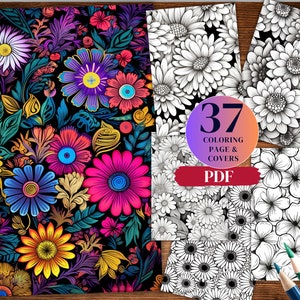 37 Floral Coloring Book Pages: Printable Flower Designs (PDF)