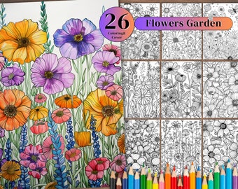26 Flowers Garden Coloring Book: Printable Spring Floral Pages (PDF)