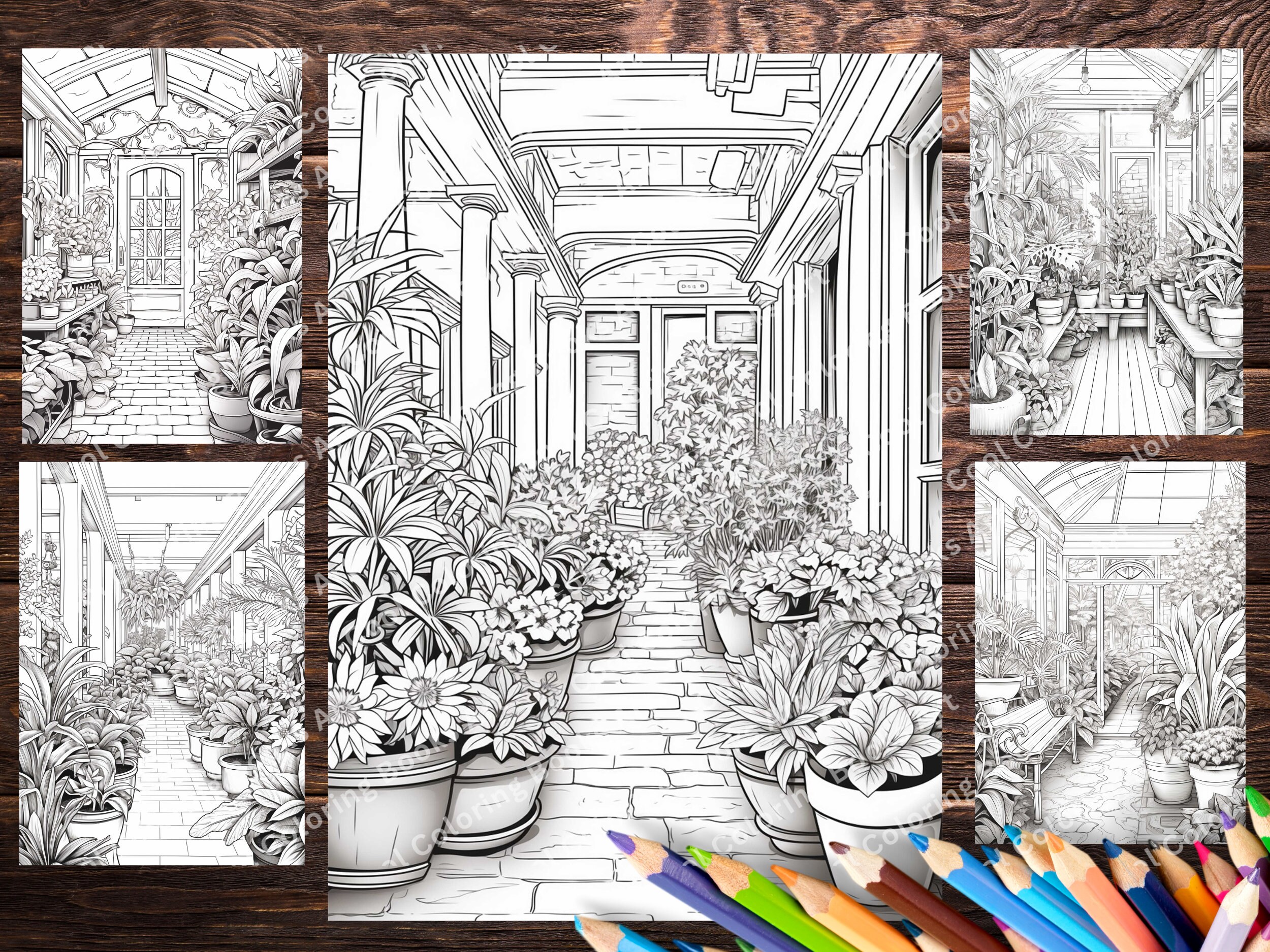 25 Flowers Garden Coloring Book, Instant Download grayscale Coloring ...