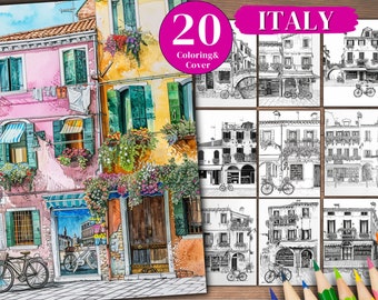 Italy Coloring Book: Italian Architecture Scenes (Printable PDF)
