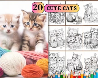 Kitten Coloring Page, Fun Feline Art (Digital Download)