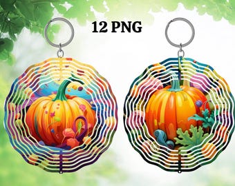 3D Pumpkin Wind Spinner Sublimation Design (PNG Digital Download)