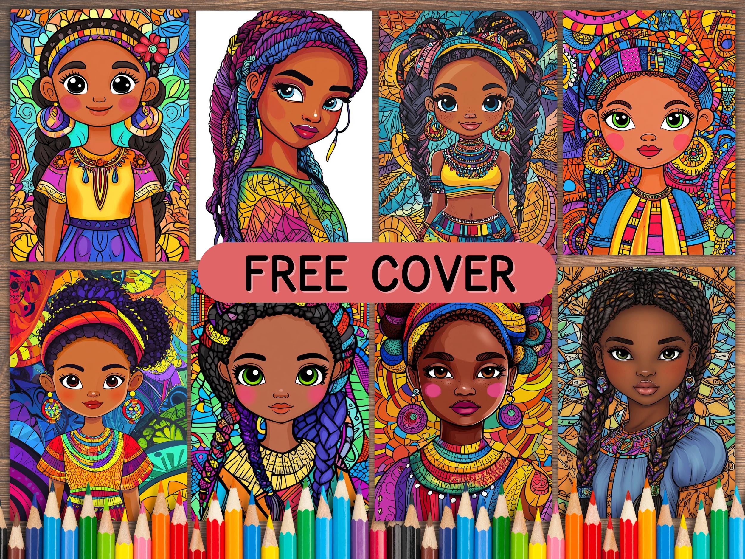 African Girl Coloring Pages: Ethnic Art for Kids & Adults (PDF) - Etsy