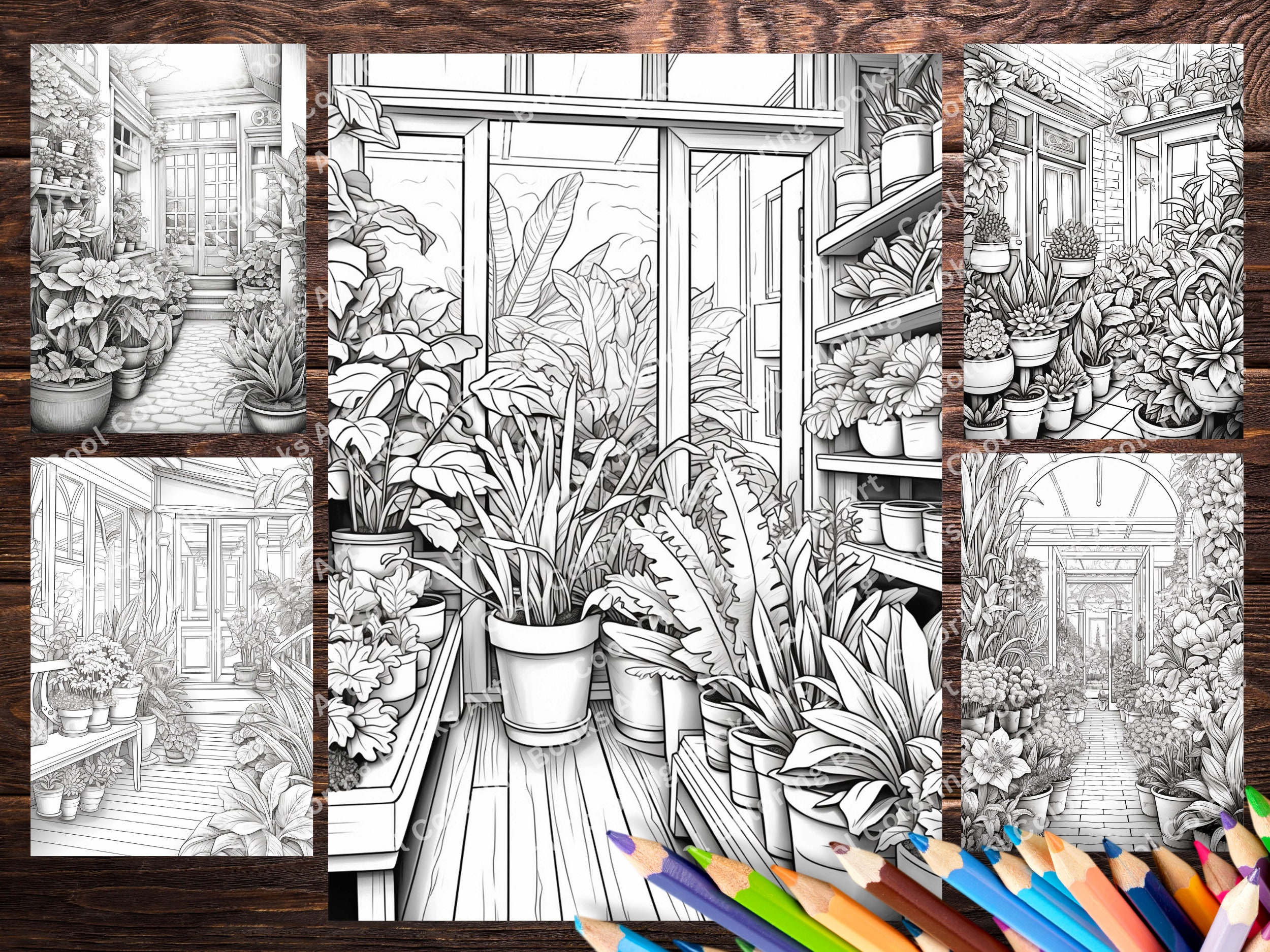 25 Flowers Garden Coloring Book, Instant Download grayscale Coloring ...